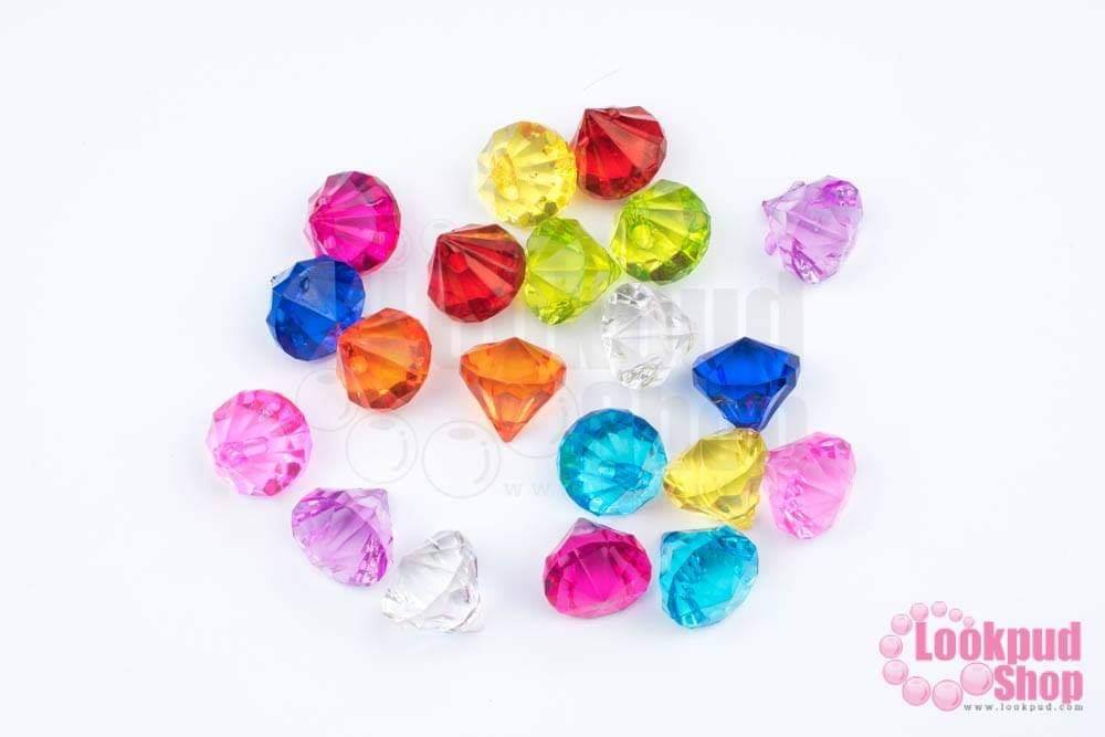 ลูกปัดพลาสติก ทรงเพชร คละสี 15มิล (1ถุง/500กรัม)