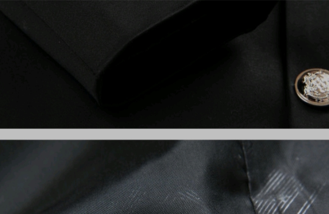 เสื้อสูทนร ญี่ปุ่น คอจีน คอสเพลย์ กระดุมเงินหรือทอง แต่งคอขาว Size No.35 37 39 41-43 45 47 ดำ