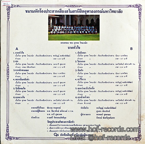LP คณะนักร้องประสานเสียงจุฬาฯ - บาดหัวใจ เสนอเพลงของ สุรพล โทณวณิก ปก VG++ แผ่น VG++