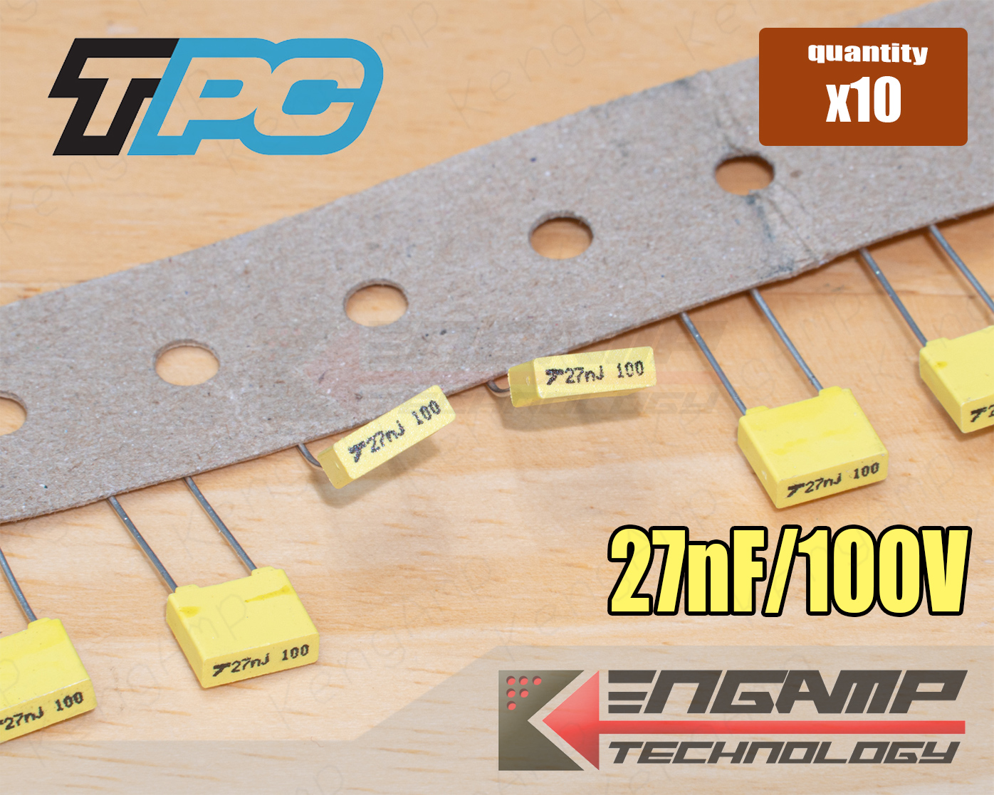 (10ตัว) [F-CAP] 27nF/100V 0.027uF/100V TPC 2.4x7.4 H6.4mm P=5mm