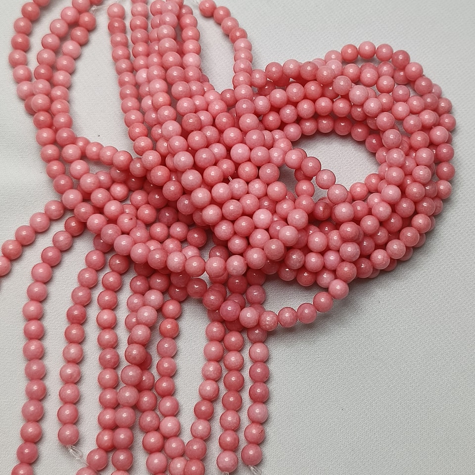 หินโรโดโครไซต์ - หินปลอบใจ ใจสงบ ลดเครียด ปลุกใจ ยาว 37 ซม. 4 มิล (98 เม็ด)