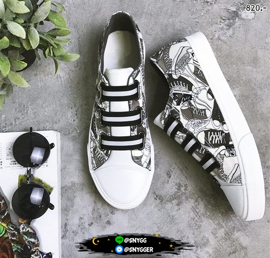 "พร้อมส่ง 40" Canvas shoes ใส่ได้กับทุกสไตล์ สีขาวดำ