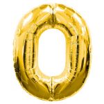 ลูกโป่งฟอยล์รูปตัวเลข 0 สีทองไซส์เล็ก 14 นิ้ว - Number 0 Shape Foil Balloon Size 14" Gold Color