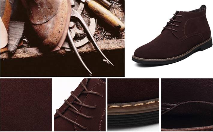 รองเท้าหนังกลับหุ้มข้อชาย ทรงอังกฤษ วินเทจ คลาสสิค สี ดำ No.39