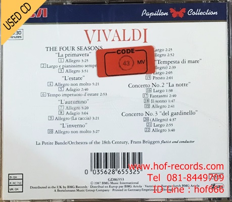 Vivaldi - The Four Seasons - Three flute Concertos( UK ) Used CD 1 Dise VG++ code ADD