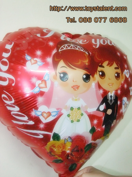 ลูกโป่งฟลอย์ ลายคู่บ่าวสาว ทรงหัวใจ - Foil Balloon Wedding / Item No. TL-E026
