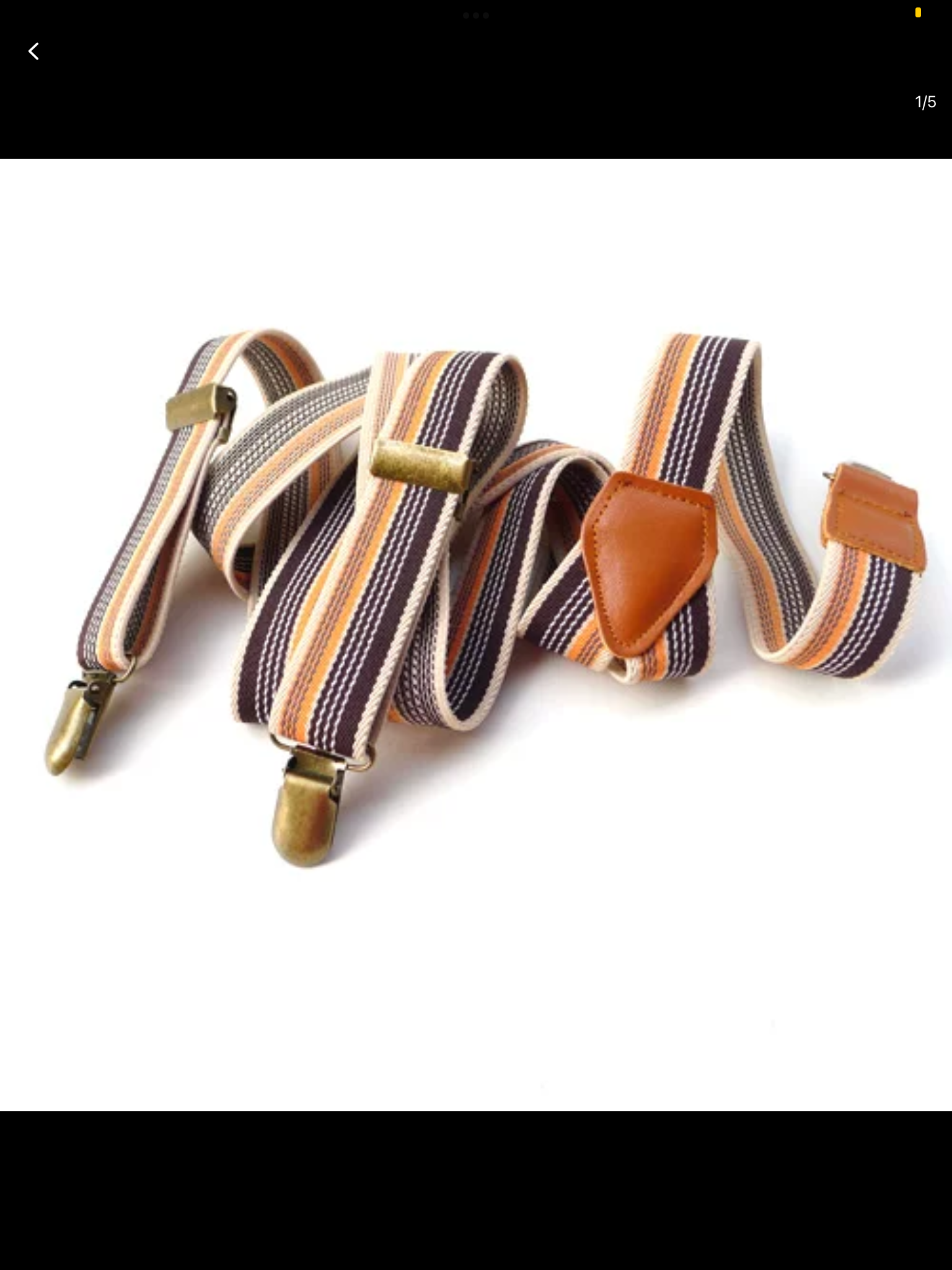 สายรัดกางเกงเอี๊ยม วินเทจ หัวทองเหลือง กว้าง 2.5cm แบบ Y ยืดหยุ่น สีลายกากี