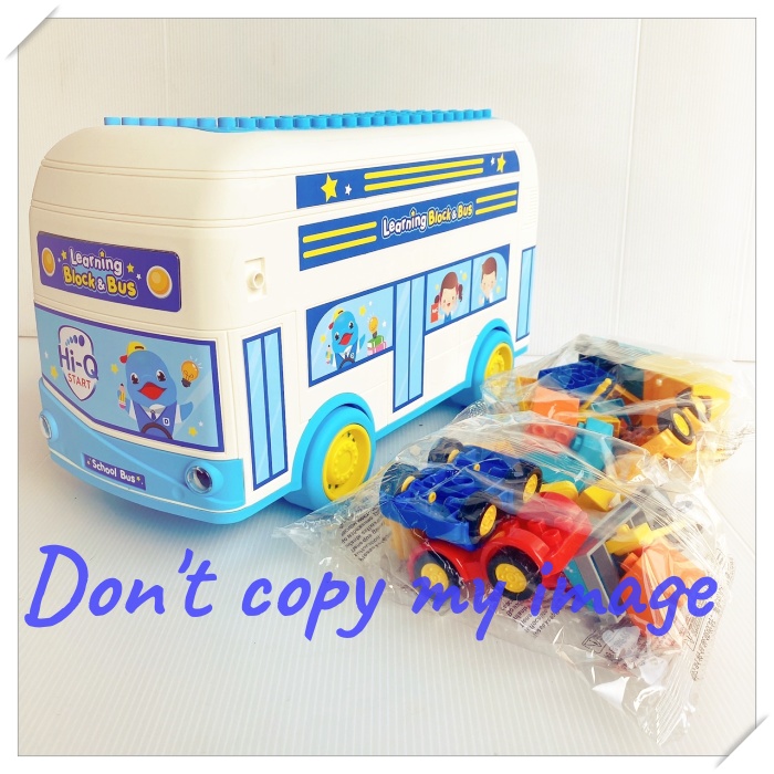 รถบัสบล็อกตัวต่อ Learning Block Bus ของเล่นเด็ก สินค้าเป็นของแถม