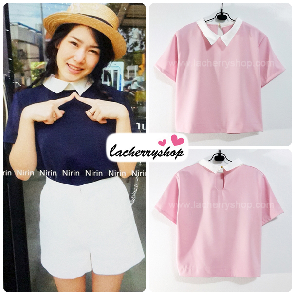 เสื้อแฟชั่น เสื้อทำงาน ผ้าฮานาโกะ สีชมพู พาสเทล สดใส คอปกเก๋ๆ แบบยอดนิยม สินค้าคุณภาพ ราคาไม่แพง