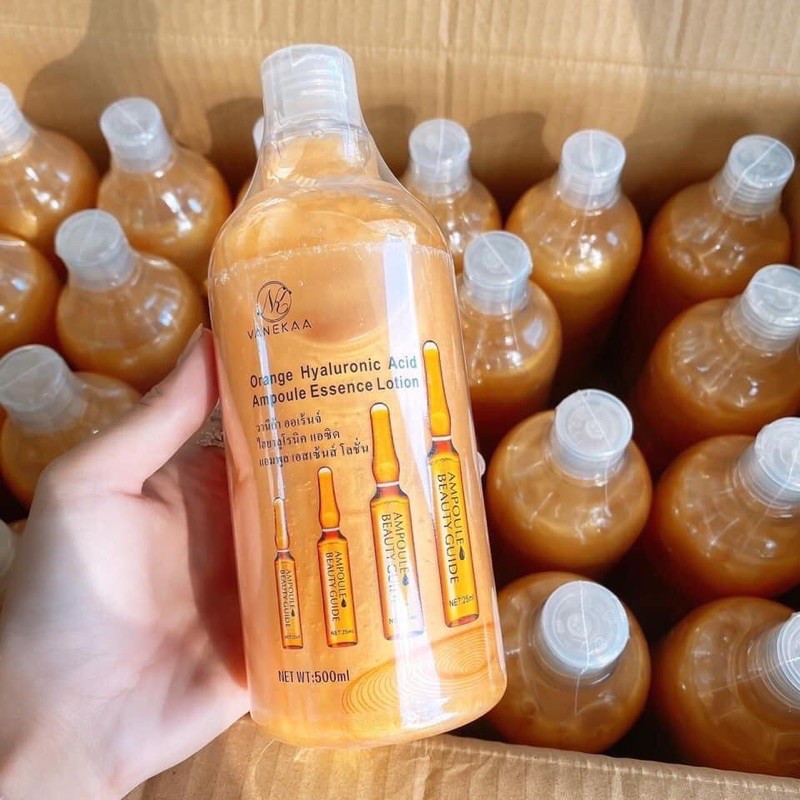 วานีก้าทองคำ Vanekaa Orange Hyaluronic Acid Ampoule Essence Lotion ไฮยาลูโรนิค แอซิด แอมพูล เอสเซ้นส์ 500ml.