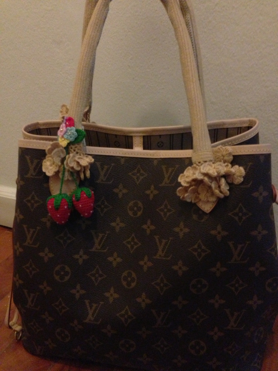 ไหมถักหุ้มหูกระเป๋า LV neverfull
