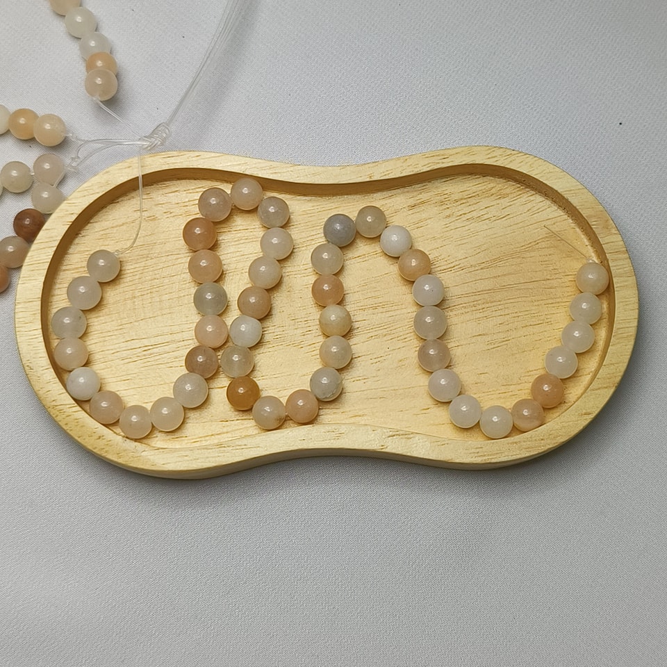 หินมูนสโตนสามสี - หินพลังจันทรา ชัยชนะ ความรัก อ่อนโยน ยาว 37 ซม. 8 มิล (50 เม็ด)