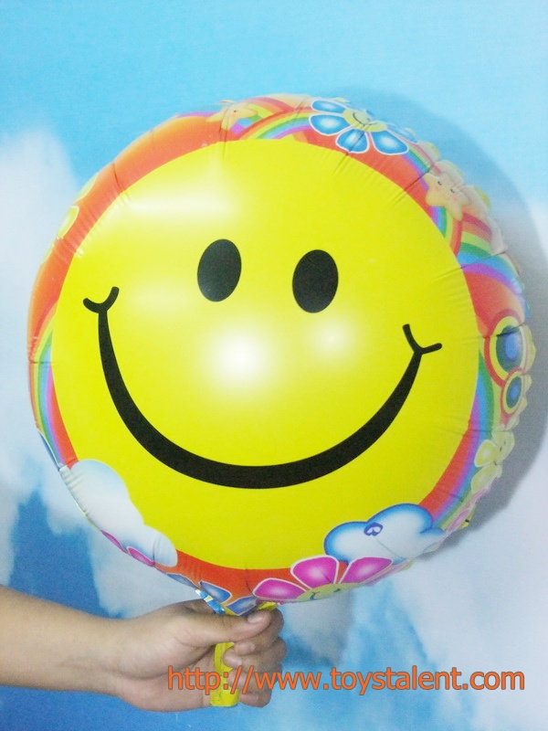 ลูกโป่งฟลอย์ทรงกลมหน้ายิ้ม ล้อมก้อนเมฆและสายรุ้ง - Foil Balloon Smiley / Item No.TL-D053