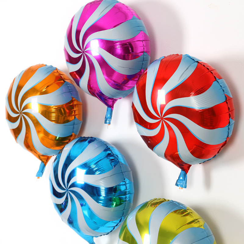 ลูกโป่งฟลอย์ทรงกลม ลายลูกกวาด มีหลายสีกรุณาระบุ ไซส์ 18 นิ้ว - Candy Round Shape Foil Balloon / Item No. TL-G022