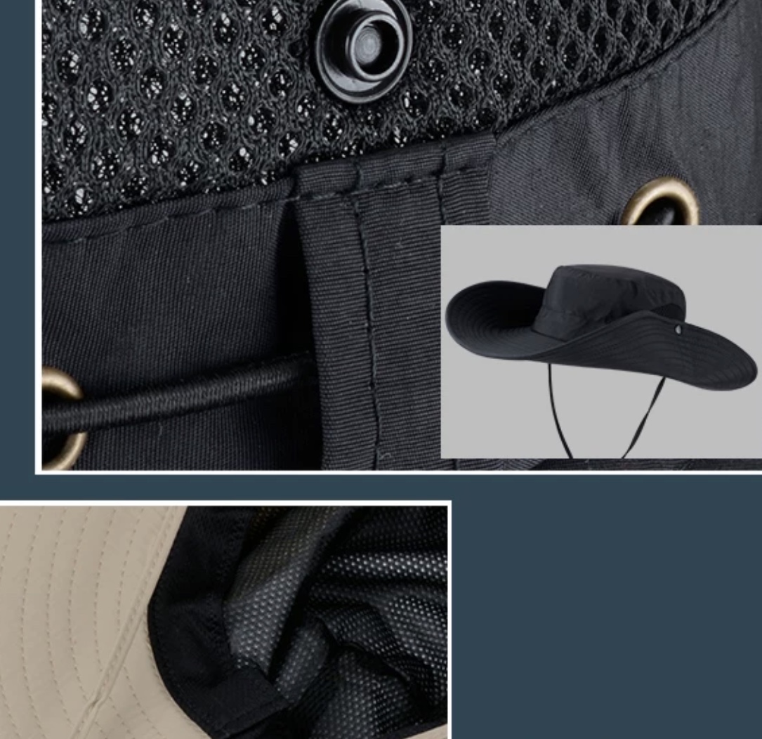 หมวกผ้าร่มปีกกว้าง กันแดด กันน้ำ +หมวกแก๊บมีปีก+ผ้าคลุมหน้า ทูโทน พับเก็บ foldable สีเทา ดำ น้ำเงิน น้ำตาล ครีม