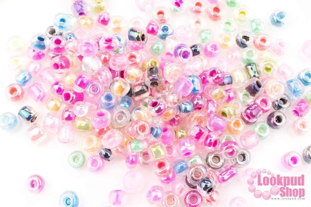 ลูกปัดจีน กลม คละสีสอดไส้ 4มิล #L (1ถุง/400กรัม)