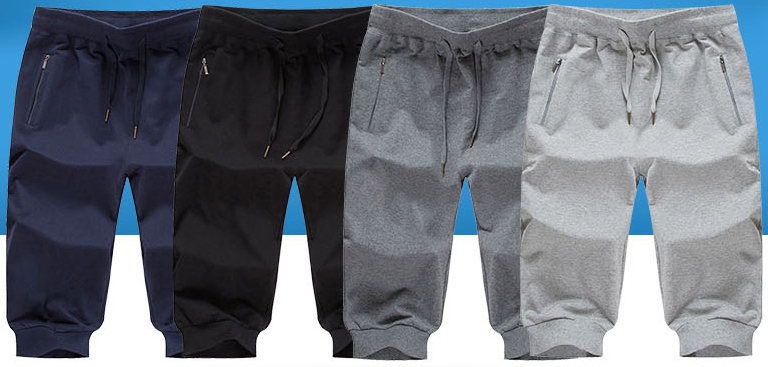 กางเกงขาจั๊มผ้าฝ้ายขาสั้น สีล้วน เอวจั๊ม รูด กระเป๋าซิบ ออกกำลังกาย ฟิตเนส แฟชั่น หลากสี เทาอ่อน ดำ เทา น้ำเงิน size 28-36