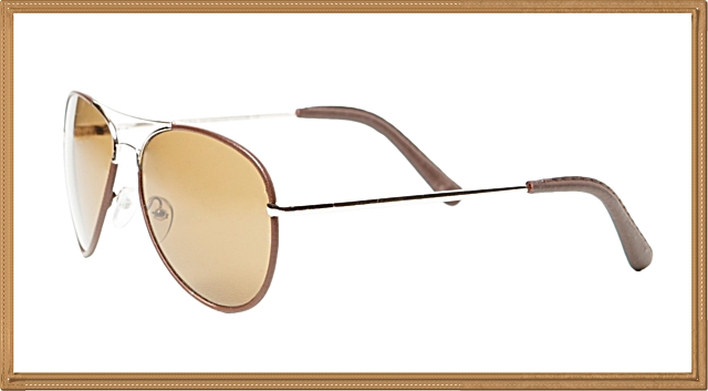 Zara - แว่นกันแดด Aviator กรอบหนังสีน้ำตาล