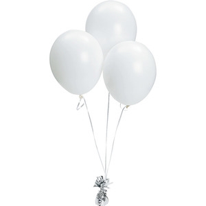 ลูกโป่งกลมเนื้อสแตนดาร์ท สีขาว ไซส์ 10 นิ้ว แพ็คละ 10 ใบ (Round Balloons Size 10" - Standard White Color)