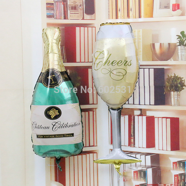 ลูกโป่งฟอยล์รูปขวดแชมเปญ ไซส์ 96*50 cm. - A Bottle of Champagne Shape Foil Balloon / TL-D071