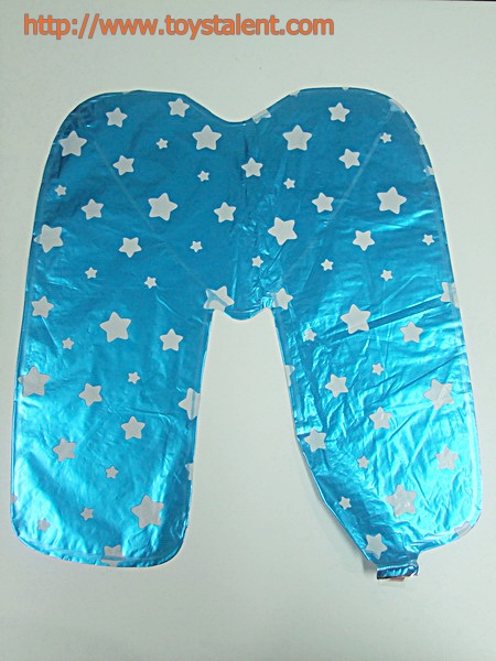 ลูกโป่งฟอยล์รูปตัวอักษร M สีฟ้าพิมพ์ลายดาว ไซส์เล็ก 14 นิ้ว - M Letter Shape Foil Balloon Size 14" Blue color printing Star