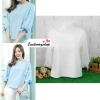 เสื้อผ้าแฟชั่นสวยๆ เสื้อทำงาน สีขาว ผ้าฮานาโกะ คอปาด แขนสามส่วนมัดโบว์ แบบสวยน่ารักมากๆค่า สินค้าคุณภาพดี