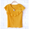 เสื้อแฟชั่น เสื้อทำงาน สีเหลืองมัสตาร์ด แต่งระบายอกพริ้วๆสวยๆ