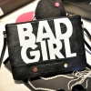กระเป๋าแฟชั่น BAD GIRL สีดำ หนัง PU ใส่ IPAD ได้ มีสายสะพาย ((โปรโมชั่นส่งฟรี))
