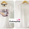 (หมดจ้า) เสื้อยืด เสื้อสกรีน สีขาว ลาย กราฟฟิก รถตู้ โฟล์ค สวาเกน Volkswagen VW สีสันสดใส เท่ๆ แนวๆ วินเทจ