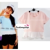 เสื้อแฟชั่น เสื้อทำงาน ผ้าฮานาโกะ สีชมพู พาสเทล สดใส แต่งเอวผ้าซีฟองพริ้วๆ น่ารักมากๆ สินค้าคุณภาพ ราคาไม่แพง