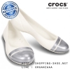 Crocs Women’s Cap Toe Flat - Oyster / Silver ของแท้ Outlet ไทยและอเมริกา