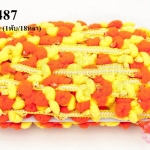 ปอมเส้นยาว สีส้ม-เหลือง กว้าง 2ซม (1พับ/18หลา)