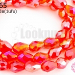 คริสตัลจีน ทรงหยดน้ำ สีแดงรุ้ง 6มิล(1เส้น)