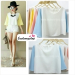 เสื้อแฟชั่นผ้าฮานาโกะ เนื้อผ้าคุณภาพดี สีฟ้า แขนยาว Colourful สีสันสดใส เนื้อผ้าอยู่ทรง ไม่ยับง่าย ใส่สบาย สินค้าคุณภาพ ราคาไม่แพง