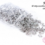 ต่างหูหนีบ สีโรเดียม 6X10 มิล (1,000ชิ้น/500คู่)