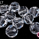 คริสตัลจีน กลมเจียรเหลี่ยม สีขาวใส 14มิล(10ชิ้น)