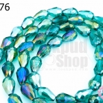 คริสตัล ทรงหยดน้ำ สีเขียวเข้ม 8มิล(1เส้น)