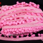 ปอมเส้นยาว ผ้าแถบ สีชมพู กว้าง 2.5ซม (1หลา/90ซม)