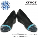 Crocs Women’s Cap Toe Wedge - Black / Nightfall ของแท้ Outlet ไทยและอเมริกา