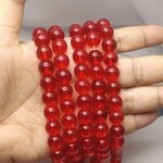 หินควอตซ์ทับทิม หินเพิ่มพลังราชีนี - สบาย มีความสุข ร่ำรวย ยาว 37 ซม. 10 มิล (42 เม็ด)