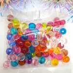 ลูกปัดแฟนซี กลมเหลี่ยมเพชร คละสี แพค 20฿