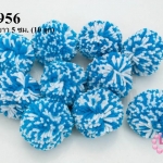 ปอมปอมไหมพรม รวมสี สีฟ้าเข้ม-ขาว 5 ซม. (10 ลูก)