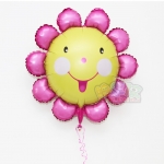 ลูกโป่งฟลอย์ Pink Flower หน้ายิ้ม ไซส์เล็ก - Pink Flower Small size Foil Balloon / Item No. TL-A074