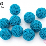 ลูกปัดเม็ดถัก สีฟ้าเข้ม 20มิล(10ชิ้น)