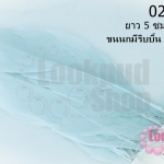 ขนนกมีริบบิ้น สีฟ้าอ่อน ยาว 5 ซม.