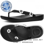 Fitflop Iqushion Super Ergonomic Flip Flop Flower Stud Black ของแท้ นำเข้าจาก USA และ UK