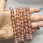 หินพิงค์ควอตซ์ หินรักสดใส - เปิดเผยความรู้สึก พบเจอรักแท้ มีความสุข - ยาว 37 ซม. - 10 มิล (42 เม็ด)