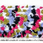 พู่ไหมเส้นยาว สีเขียวขี้ม้า-บานเย็น-ดำ- ม่วงอ่อน แถบสีขาว กว้าง 3.5ซม(1พับ/18หลา)