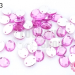 เพชรแต่ง ทรงรี สีชมพู มีรู 8X10มิล(20ชิ้น)