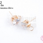 ต่างหูเพชร ขอบทอง มีห่วง 10มิล(1คู่)